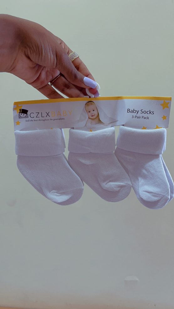 3 Pairs Plain White Baby Socks Unisex (0 - 12 Months) - Image 4